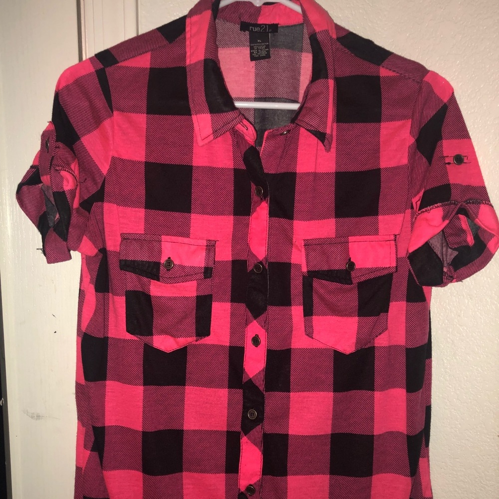 short sleeve rue 21 flannel top